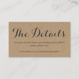 Tarjeta de cierre de sitio web de boda | Rustic Kr
