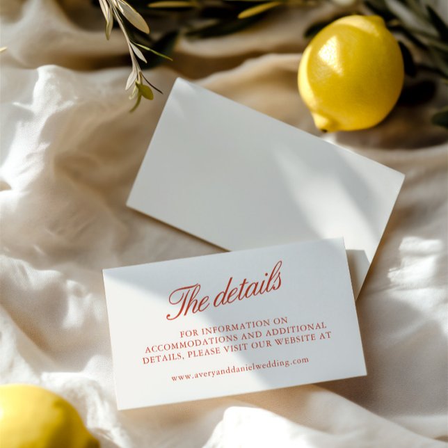 Tarjeta de cierre de sitio web elegante retro Boda (Elegant Retro Wedding Website Enclosure Card)