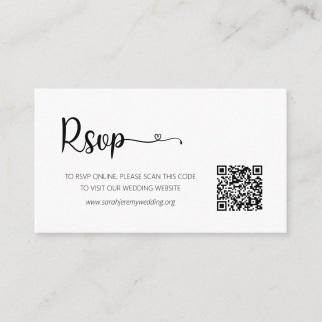 Tarjeta de cierre de sitio web RSVP de boda simple (Anverso)