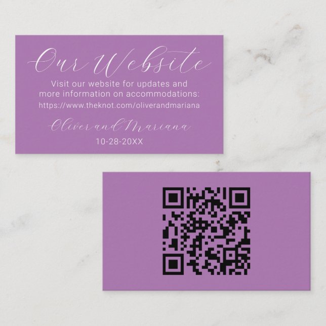 Tarjeta de cierre de sitio web simple de Boda de l (Anverso / Reverso)