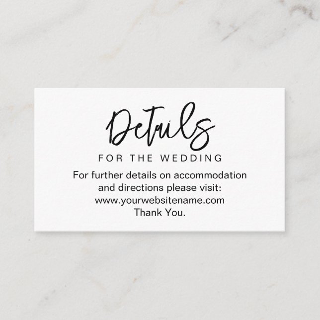 Tarjeta de cierre del sitio web del Boda de detall (Anverso)