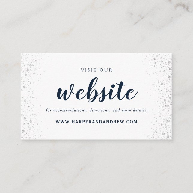 Tarjeta de cierre del sitio web del Boda Navy Blue (Anverso)