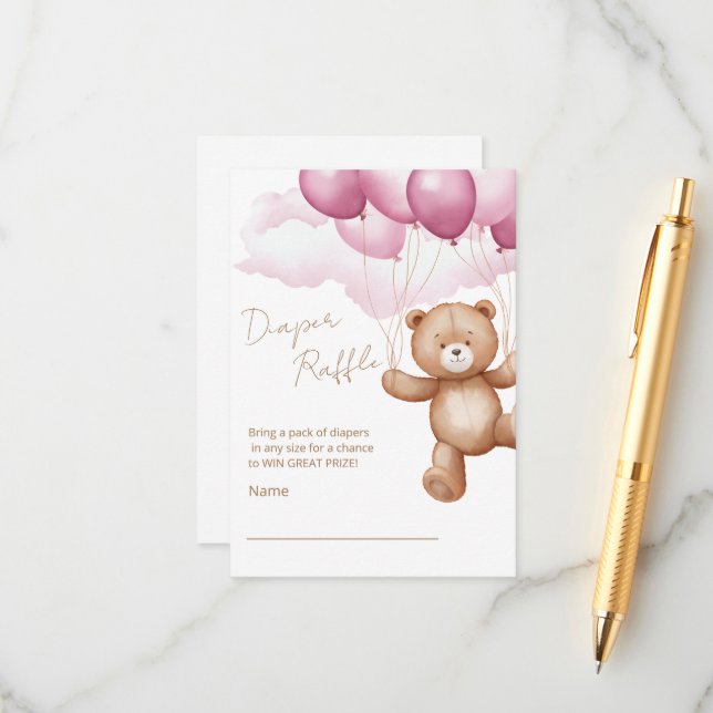 Tarjeta de cierre Diaper Raffle para una ducha de  (Anverso/Reverso In Situ)