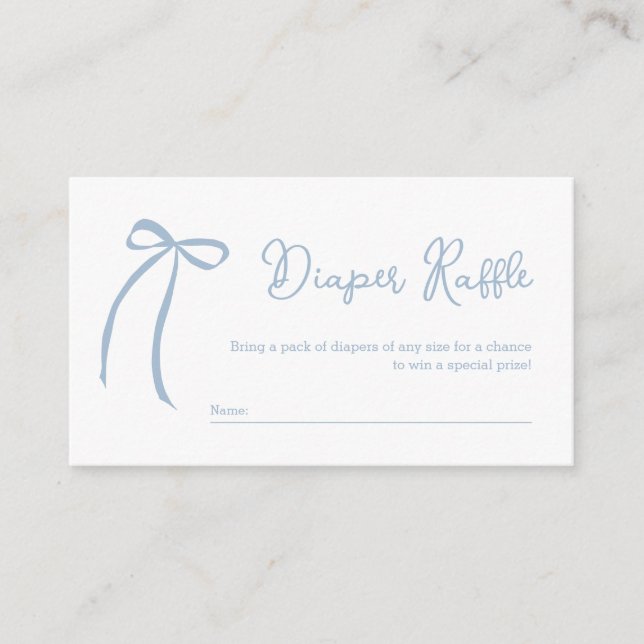 Tarjeta de cierre Dusty Blue Bow Diaper Raffle (Anverso)