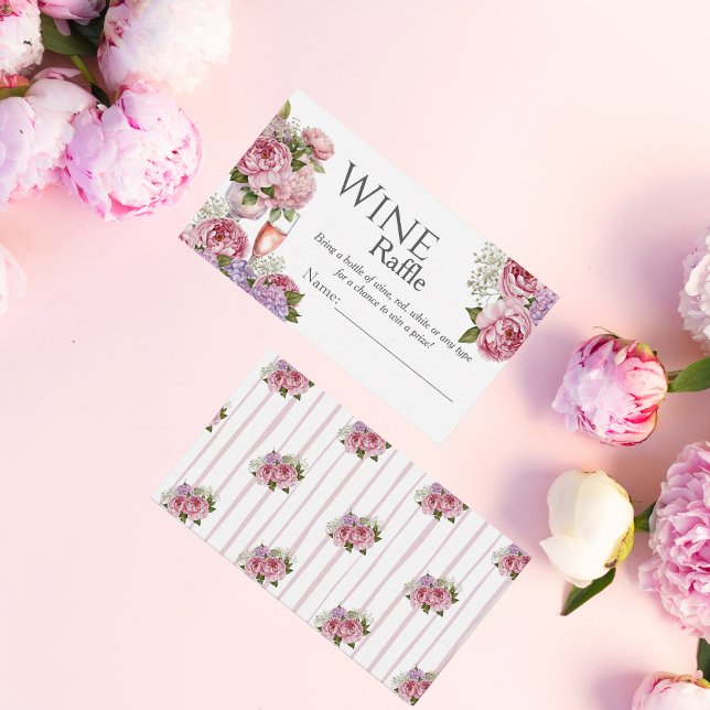 Tarjeta de cierre Floral Wine Raffle Bridal Shower (Floral Wine Raffle Bridal Shower Enclosure Card)
