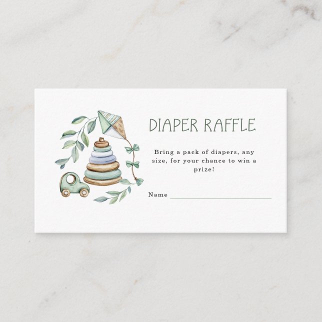 Tarjeta de cierre Green baby Shower Diaper Raffle (Anverso)