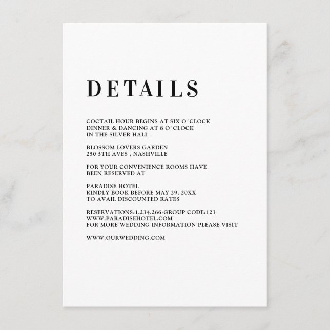 Tarjeta de cierre Hochzeit, moderna, sencilla y fr (Anverso)