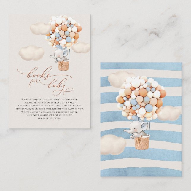 Tarjeta de cierre para elefantes de globos-bebé (Anverso / Reverso)
