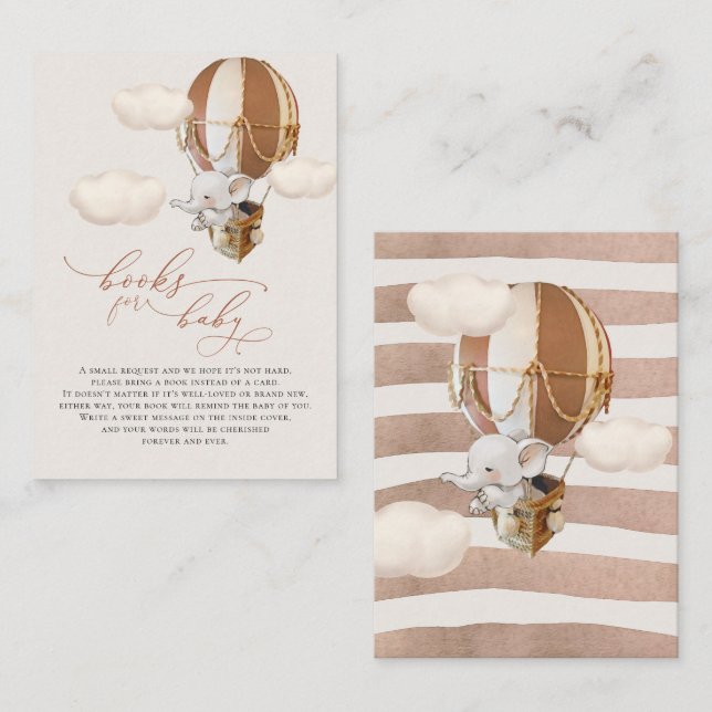 Tarjeta de cierre para elefantes de globos-bebé (Anverso / Reverso)