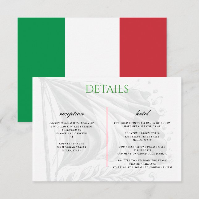 Tarjeta de cierre para parejas de Italia (Anverso / Reverso)