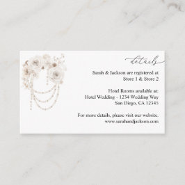 Tarjeta de cierre Pearls & White Floral Details