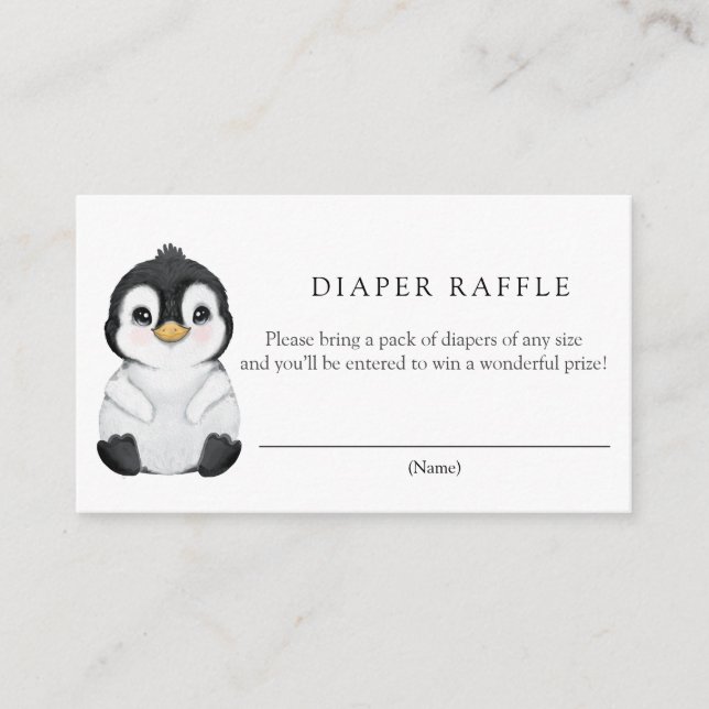 Tarjeta de cierre Penguin Diaper Raffle (Anverso)