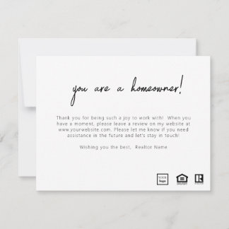 Tarjeta de cierre postal del propietario del progr