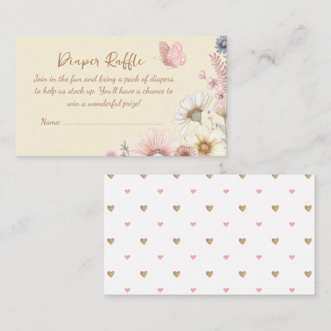 Tarjeta de cierre Raffle de pañal de mariposa amar (Anverso / Reverso)