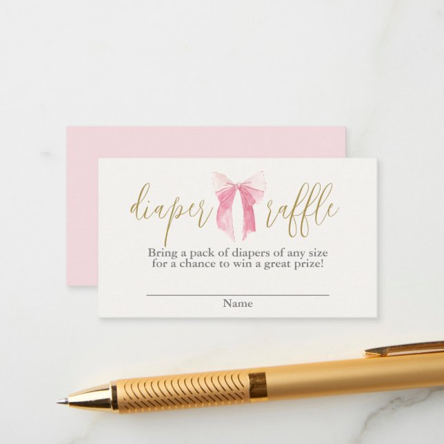 Tarjeta de cierre Raffle Pink Bow Diaper (Anverso/Reverso In Situ)
