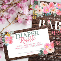 Tarjeta de cierre Raffle Raffle de pañal floral rú
