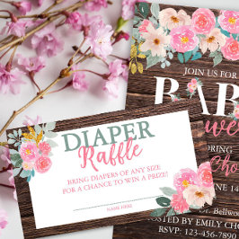 Tarjeta de cierre Raffle Raffle de pañal floral rú