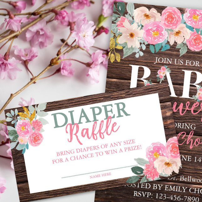 Tarjeta de cierre Raffle Raffle de pañal floral rú (Subido por el creador)