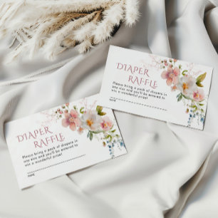 Tarjeta de cierre Rustic Wildflowers Diaper Raffle