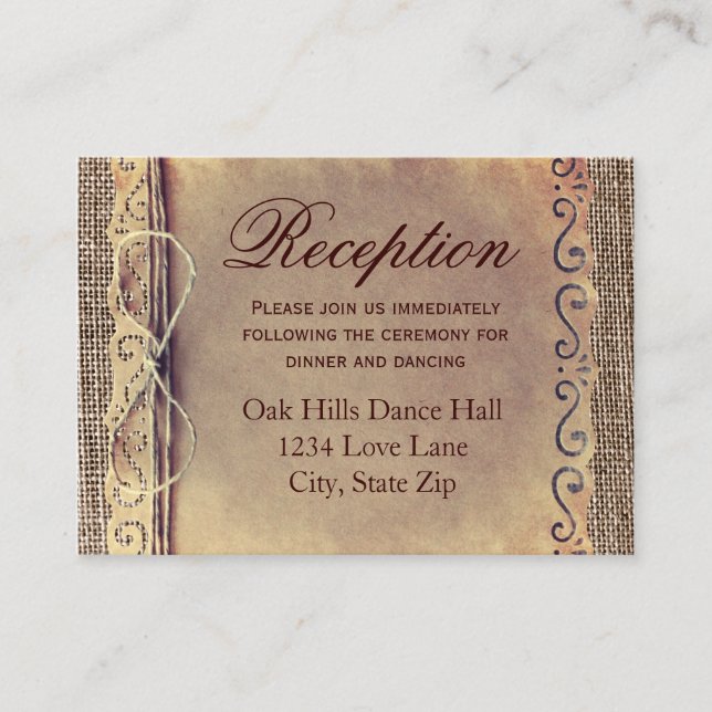 Tarjeta de cierre Rústica Burlap (Anverso)