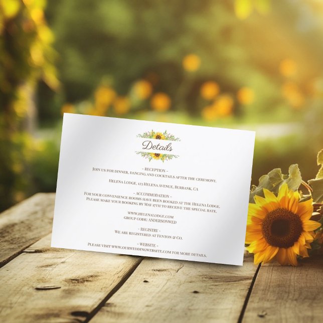 Tarjeta de cierre Sunflowers Boho Floral Boda (Subido por el creador)
