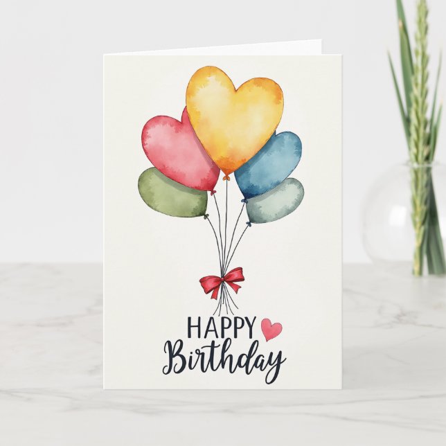 Tarjeta de Cinco Corazones al Acuarela (Anverso)