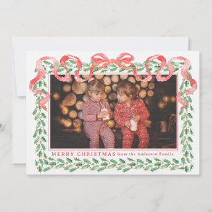 Tarjeta de cinta Grandmillennial Holly Navidades