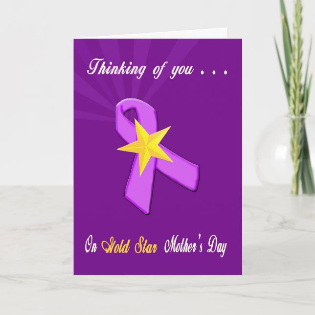 Tarjeta de cinta morada Día de la madre, estrella  (Anverso)