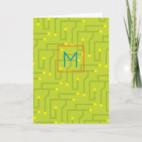 Tarjeta de circuito moderno verde amarillo azul na