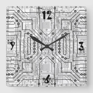 Tarjeta de circuitos en reloj de acero gris para g