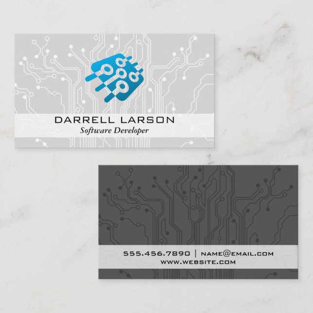 Tarjeta de circuitos | Logotipo técnico de microch (Anverso / Reverso)