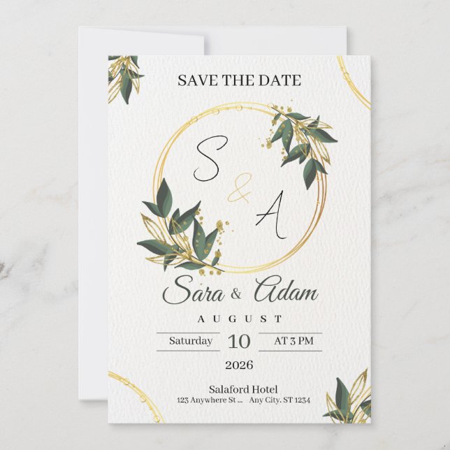 Tarjeta de Círculo Botánico de Oro Elegante (Anverso)