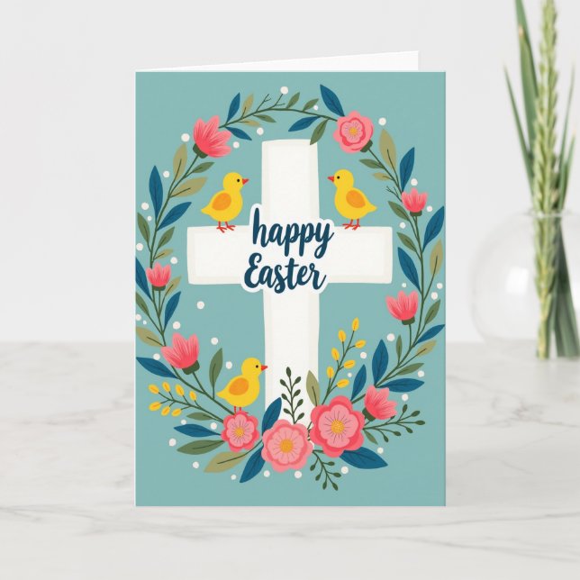 Tarjeta de Círculo de Pájaro Verde Floral (Anverso)