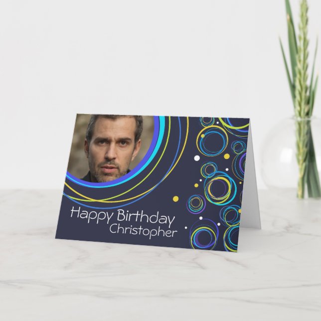 Tarjeta de círculo Funky en la marina agregar foto (Anverso)