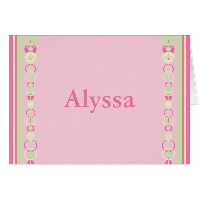 Tarjeta de círculo moderno rosado de Alyssa (Anverso (Horizontal))