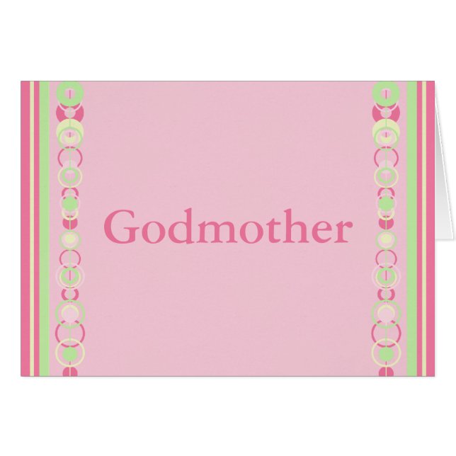 Tarjeta de Círculos Modernos Pink de la Madrina (Anverso (Horizontal))