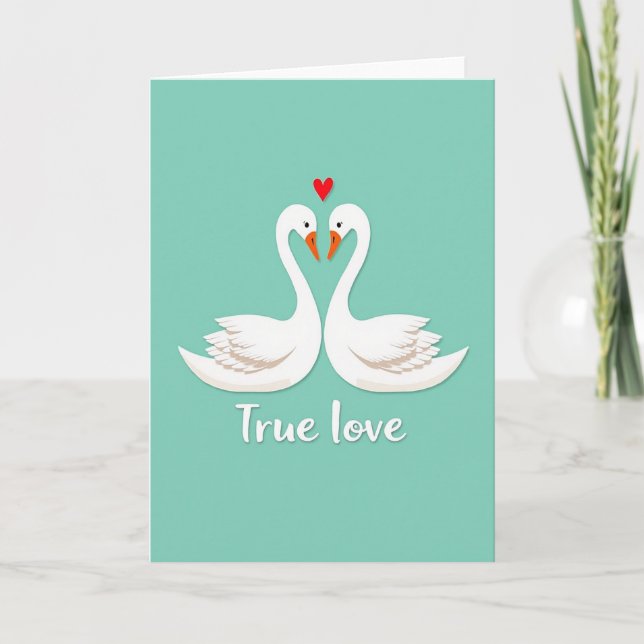 Tarjeta de Cisnes de Amor Verdadero (Anverso)