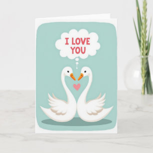 Tarjeta de Cisnes Minimalista Te Amo