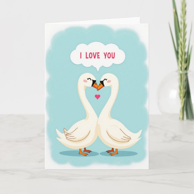 Tarjeta de cisnes románticos te amo (Anverso)