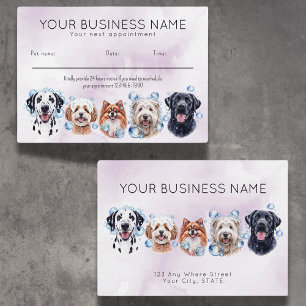 Tarjeta de cita acuarela perros burbujas