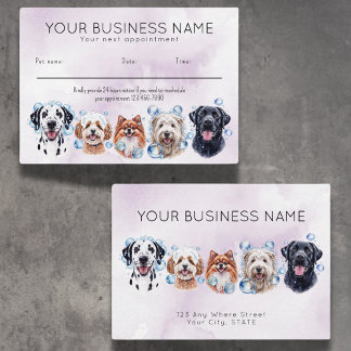 Tarjeta de cita acuarela perros burbujas