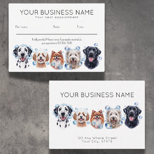 Tarjeta de cita acuarela perros burbujas, blanco