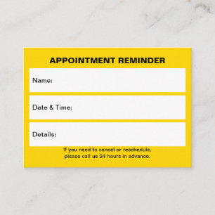 Tarjeta de cita amarilla de negocios