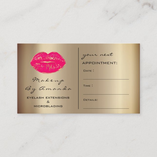 Tarjeta de cita Artista de maquillaje Kiss Lips Gl (Anverso)