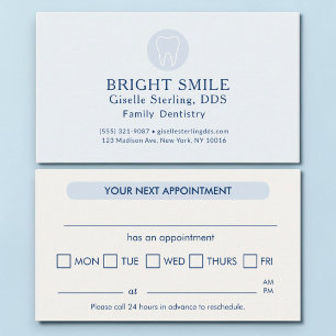 Tarjeta de cita azul claro moderna para dentista