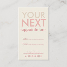Tarjeta de cita básica mínima en blanco y rosa