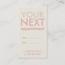Tarjeta de cita básica mínima en blanco y rosa