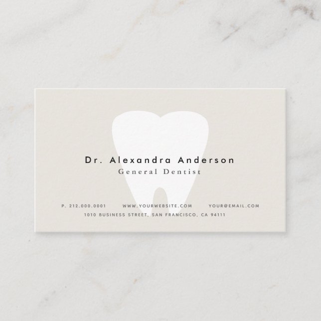 Tarjeta de cita beige moderno para dentistas (Anverso)