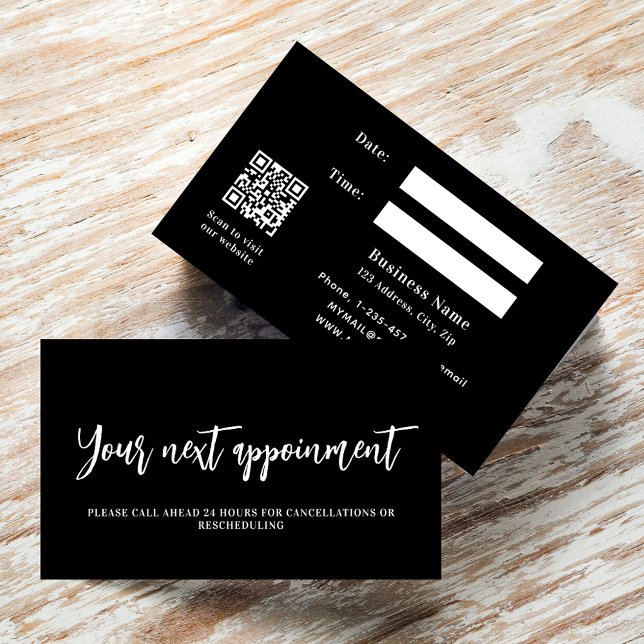 Tarjeta de cita comercial QR en blanco negro (Subido por el creador)