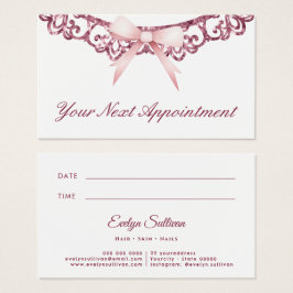 Tarjeta de cita con arco rosado de marco purpurina